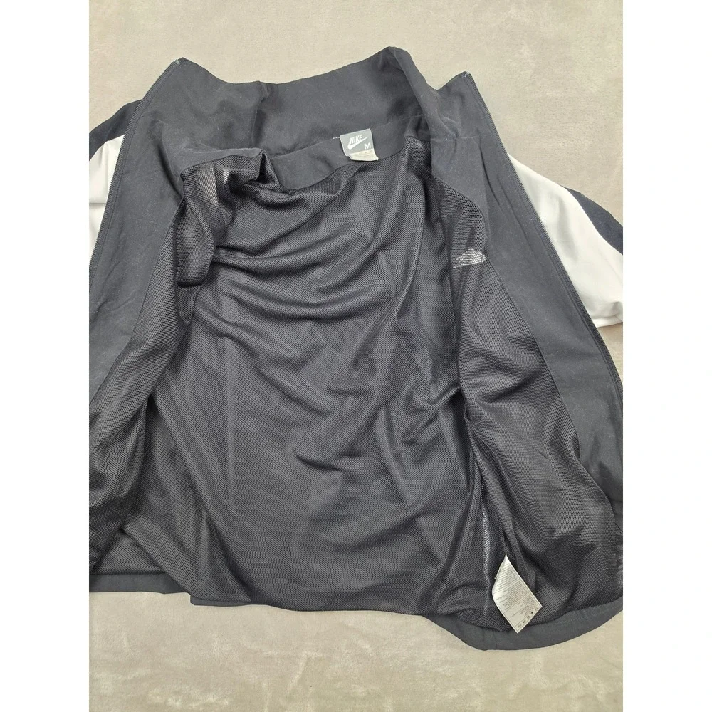 Nike Track Jacket Womens Medium Black White Full Zip Raglan Mesh Lined Y2K